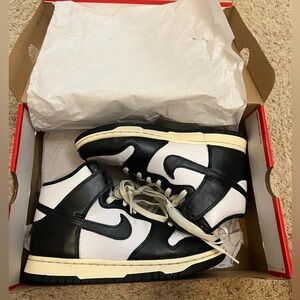 Black high top panda dunks